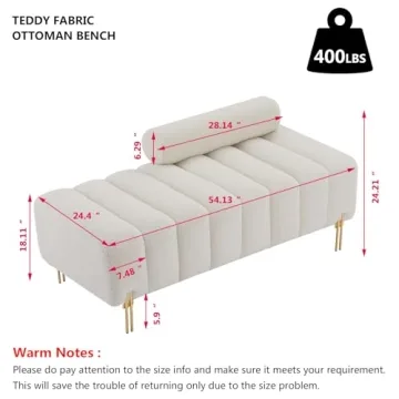 Elegant Aoowow Bedroom Ottoman Bench with Golden Legs