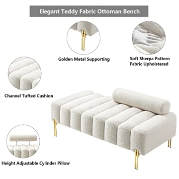 Elegant Aoowow Bedroom Ottoman Bench with Golden Legs