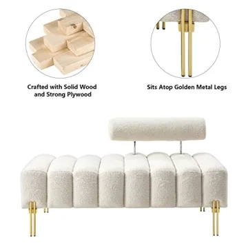 Elegant Aoowow Bedroom Ottoman Bench with Golden Legs