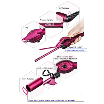 MBHAIR 9mm Thin Curling Wand for Tight Curls