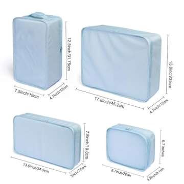 JJ POWER Travel Packing Cubes, Luggage Organizers with Shoe Bag (Blue)