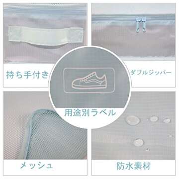 JJ POWER Travel Packing Cubes, Luggage Organizers with Shoe Bag (Blue)