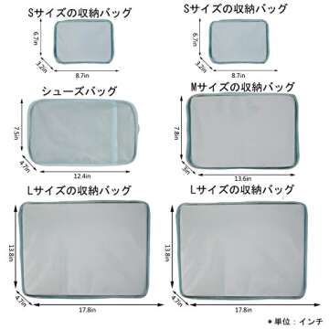 JJ POWER Travel Packing Cubes, Luggage Organizers with Shoe Bag (Blue)