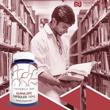 Nootropics Depot Alpha GPC Capsules | 150mg | 60 Count | Choline Supplement | Brain Health Supplement | Supports Healthy Brain Function | Enhance Cognition, Memory + Focus