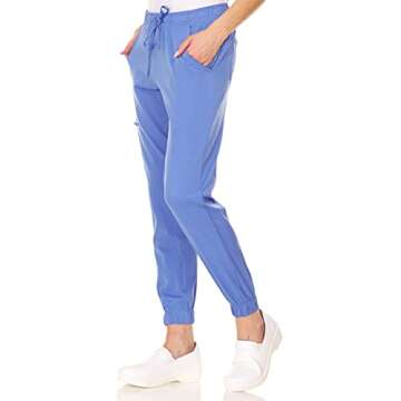 MediChic Womens Scrub Joggers 4-Way Stretch Anti-Wrinkle Moisture-Wicking Elastic Waistband Four Poc...
