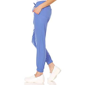 MediChic Womens Scrub Joggers 4-Way Stretch Anti-Wrinkle Moisture-Wicking Elastic Waistband Four Pocket Jogger Pants, Ceil, XXS