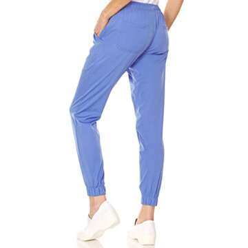 MediChic Womens Scrub Joggers 4-Way Stretch Anti-Wrinkle Moisture-Wicking Elastic Waistband Four Pocket Jogger Pants, Ceil, XXS