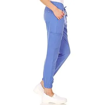 MediChic Womens Scrub Joggers 4-Way Stretch Anti-Wrinkle Moisture-Wicking Elastic Waistband Four Pocket Jogger Pants, Ceil, XXS