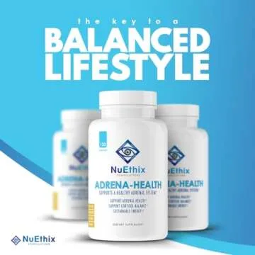 NuEthix Formulations Adrena-Health Dietary Supplement, Support Cortisol Health, Energy Levels, Mood Moderation, Adrenal Support Supplements for Women & Men, Fatigue Supplement - 120 Capsules