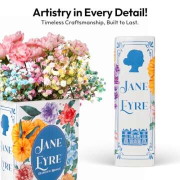 BOOKISH BEE Ceramic Book Vase - Literary Decor for Book Lovers