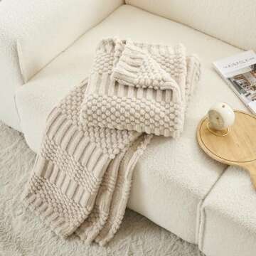 lifein Fall Throw Blanket for Couch-Soft Boho Bed Throw Blanket,Beige Fleece Cozy Blanket for Autumn...