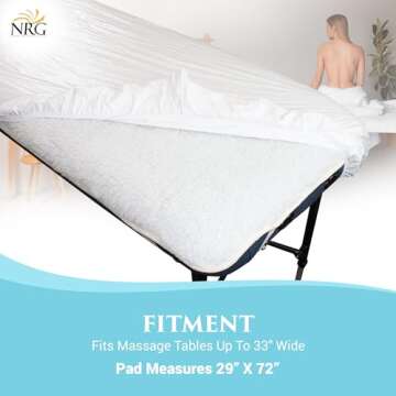 NRG Fleece Massage Table Pad Hypoallergenic Fleece Massage Pad Cushion for Massage Table - Soft 1-inch Thick Fleece Massage Pad for Bed - Perfect for Massage Tables, Lash Beds, & Esthetician Beds