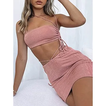 Chic Women's Crop Top and Mini Skirt Two Piece Set