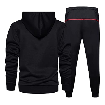 DUOFIER Men's Athletic Tracksuit Set, Black-L