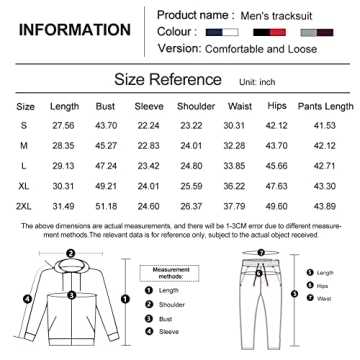 DUOFIER Men's Athletic Tracksuit Set, Black-L