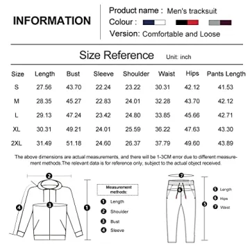 DUOFIER Men's Athletic Tracksuit Set, Black-L