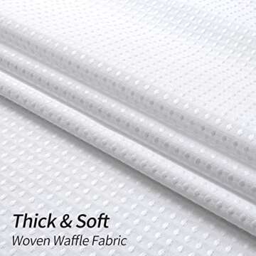 MitoVilla White Modern Waffle Shower Curtain, Heavyweight Fabric Shower Curtains for Hotel Neutral Bathroom Decor, Luxury Waffle Weave Cloth, Waterproof & Wrinkle Resistant, 72 x 72