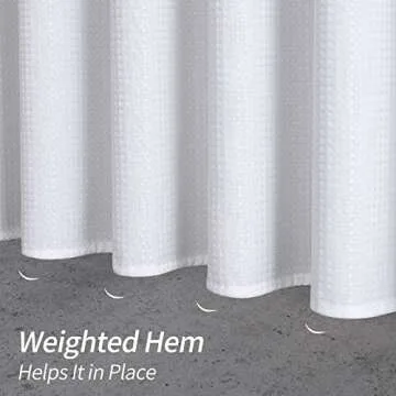 MitoVilla White Modern Waffle Shower Curtain, Heavyweight Fabric Shower Curtains for Hotel Neutral Bathroom Decor, Luxury Waffle Weave Cloth, Waterproof & Wrinkle Resistant, 72 x 72