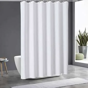 MitoVilla White Modern Waffle Shower Curtain, Heavyweight Fabric Shower Curtains for Hotel Neutral Bathroom Decor, Luxury Waffle Weave Cloth, Waterproof & Wrinkle Resistant, 72 x 72