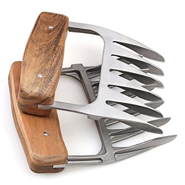 Stainless Steel Meat Shredder Claws with Wooden Handles