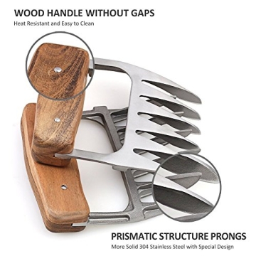 Stainless Steel Meat Shredder Claws with Wooden Handles