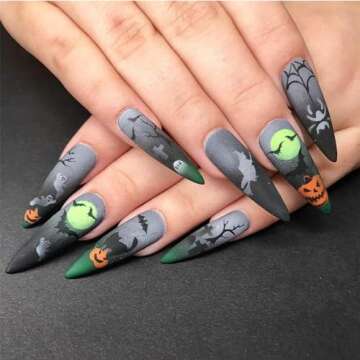 Halloween Nail Art Stickers Decals, Kalolary Self-Adhesive DIY Nail Sticker Decals 3D Design Nail De...