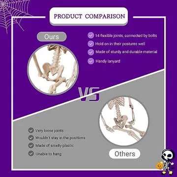 Halloween Skeleton Decorations Small for Kids: 16 Inch Posable Skeletons for Haunted House Party Indoor Decorations - Plastic Skeletons Spooky for Outdoor Graveyard Tree Porch Hanging