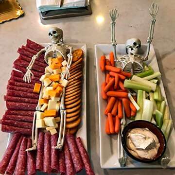 Halloween Skeleton Decorations Small for Kids: 16 Inch Posable Skeletons for Haunted House Party Indoor Decorations - Plastic Skeletons Spooky for Outdoor Graveyard Tree Porch Hanging