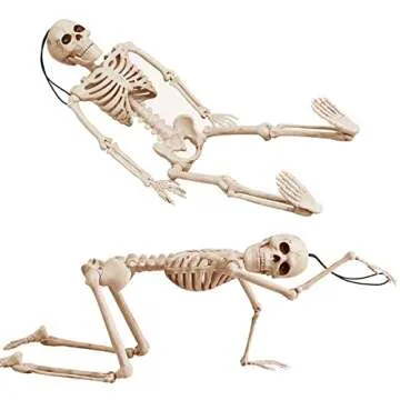 Halloween Skeleton Decorations Small for Kids: 16 Inch Posable Skeletons for Haunted House Party Indoor Decorations - Plastic Skeletons Spooky for Outdoor Graveyard Tree Porch Hanging