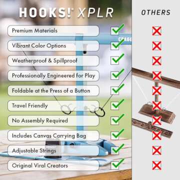 Craggy Games Ring Toss & Shot Ladder Game Hooks XPLR - Portable Aluminum Hook and Ring for Indoor/Outdoor Games - Family Game Night, Party Games, Travel, Multiplayer Kids and Adults