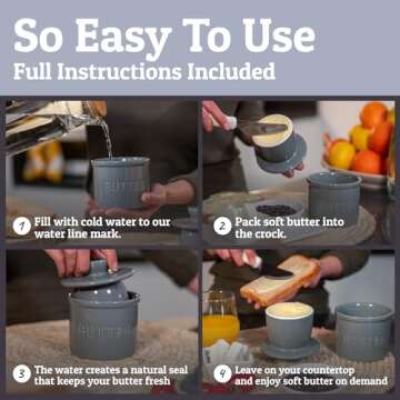 PriorityChef Butter Crock - Spreadable Butter Holder
