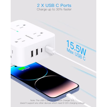 Surge Protector Power Strip with USB Charging Station