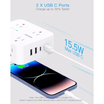 Surge Protector Power Strip with USB Charging Station