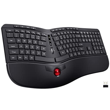 Ergonomic Wireless Keyboard & Trackball Mouse Combo - Elevate Your Workspace