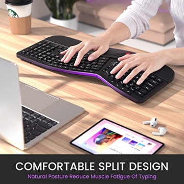 Ergonomic Wireless Keyboard & Trackball Combo for Ultimate Comfort