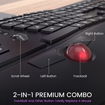 Ergonomic Wireless Keyboard & Trackball Combo for Ultimate Comfort