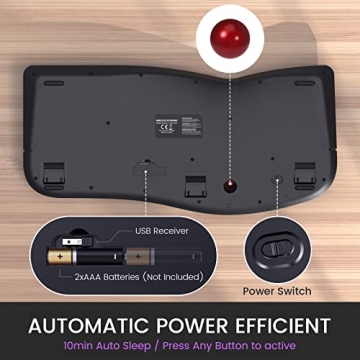 Ergonomic Wireless Keyboard & Trackball Combo for Ultimate Comfort