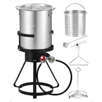 RIEDHOFF 30QT Turkey Fryer Propane Burner Kit [54,000 BTU] Seafood Boil Pot With Basket Kit, Ideal f...