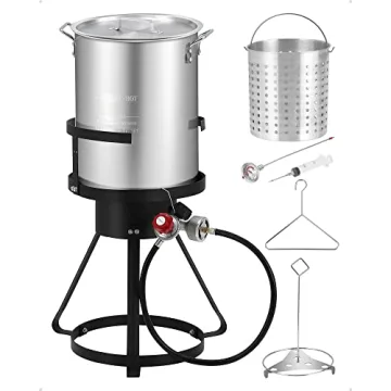 RIEDHOFF 30QT Turkey Fryer Propane Burner Kit [54,000 BTU] Seafood Boil Pot With Basket Kit, Ideal f...