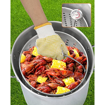 RIEDHOFF 30QT Turkey Fryer Propane Burner Kit [54,000 BTU] Seafood Boil Pot With Basket Kit, Ideal for Outdoor Cooking, Black, 13"