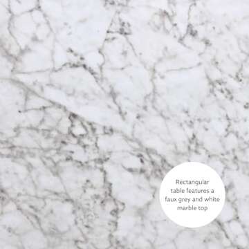 Stylish Linon White 3 Piece Faux Marble Tavern Set