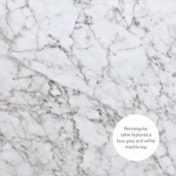 Stylish Linon White 3 Piece Faux Marble Tavern Set