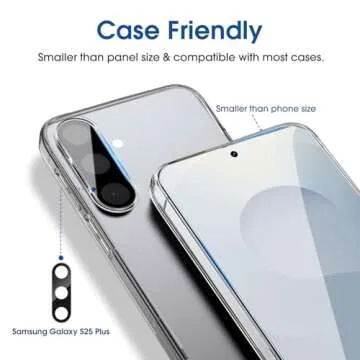 amFilm Auto-alignment OneTouch for Samsung Galaxy S25+ Plus 6.7'' Screen Protector + Camera Lens Protector, Tempered Glass, 30 seconds Installation, Bubble Free, Case Friendly, Anti-Scratch [2+2 Pack]