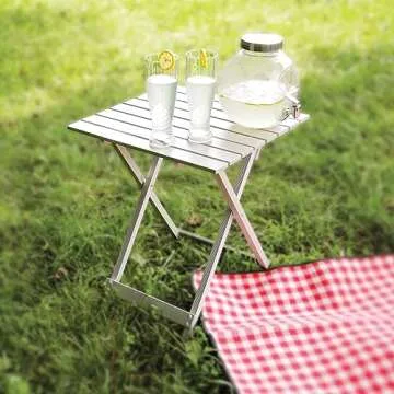 Camco 19.5 by 20 by 24.25 Inch Large Durable Aluminum Fold Away Multi Use Outdoor Side Table for RVs...