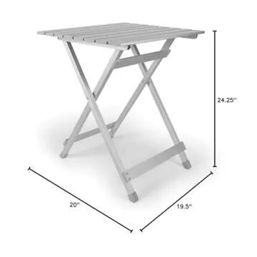 Camco 19.5 by 20 by 24.25 Inch Large Durable Aluminum Fold Away Multi Use Outdoor Side Table for RVs, Campsites, Picnics, and Patios, Silver