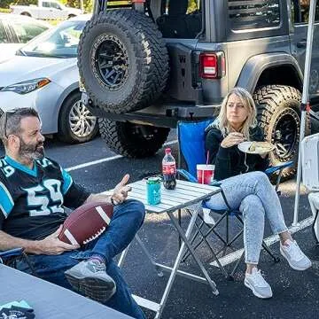 Camco 19.5 by 20 by 24.25 Inch Large Durable Aluminum Fold Away Multi Use Outdoor Side Table for RVs, Campsites, Picnics, and Patios, Silver