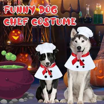 GOYOSWA Dog Halloween Costumes, Dog Chef Costume Dog Chef Hat Dog Chef Clothes Dog Red Scarf Hallowe...