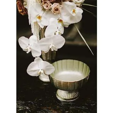 Distressed Champagne Metal Compote Bowl | Champagne Compote Vase l Lita Metal Vase l Indoor and Outdoor Compote for Any Event Decoration (Champagne Compote (7.75"x 5.75") (72010.61)