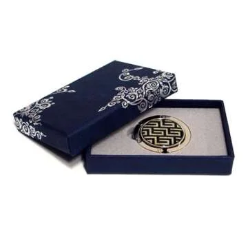 Antique Alive Mother of Pearl Lattice Black Foldable Table Purse Caddy Handbag Holder Hanger Hook