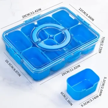 Divided Snack Tray with Lid and Handle - Cerulean